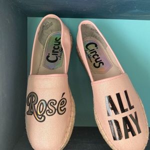 Pink sparkly canvas slip on flat sneakers~“Rose /ALL DAY” Circus by Sam Feldman